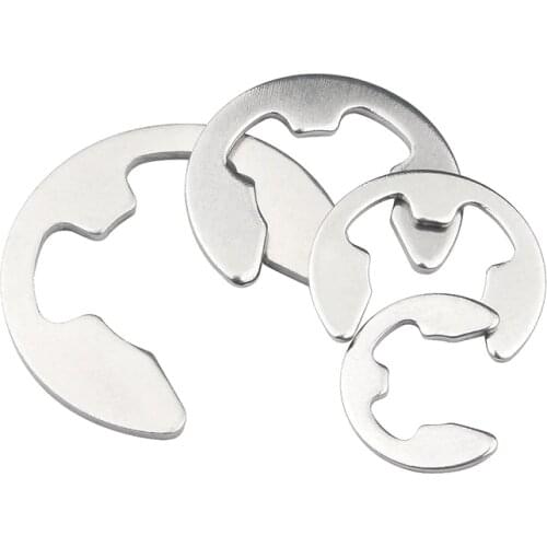 50pcs 1.2mm 2mm 3mm 4mm 5mm Stainless Steel E Type Clip Circlip Retaining Ring for Shaft Fastener Washers Hardware