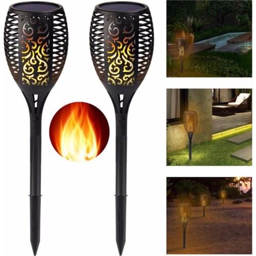 2pcs Solar Flame Flickering Lamp Led Dancing Flame Light Solar Outdoor Waterproof Garden Decor Lamp