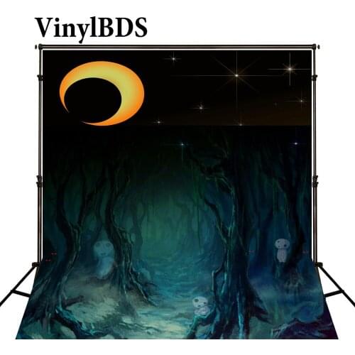 VinylBDS Halloween Background Forest Moon Night Backdrop Festival Starry Sky Ghost Background For Photos Studio