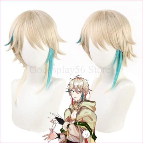 VTuber VirtuaReal Aza Wig Hololive Youtuber Girls Cosplay Short Blonde Blue Hightlight Straight Heat Resistant Hair
