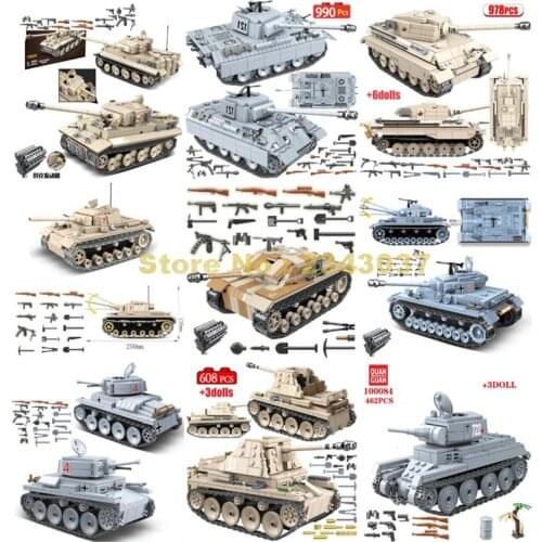 Ww2 World War Ii Military Bt-7 Weasel German Lt-38 121 Tank Army Soldier Weapon Building Blocks Toy