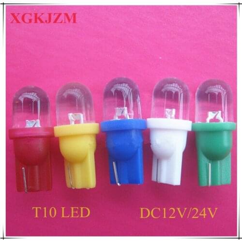 XGKJZM High quality DC 24v T10 led warning lights signal led DC12V T10 car Instrument indicator lamp Various colors 5pcs / lot