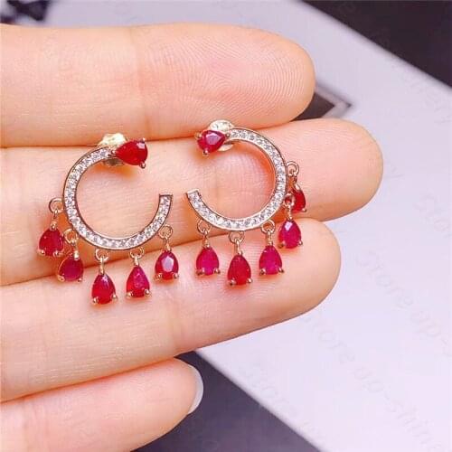 The new natural ruby earrings 925 silver ladies earrings are of superb quality and luxurious atmosphere