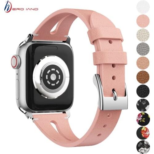 For women Flower Printed Bracelet Slim fit Loop for Apple Watch Leather Band 40mm 44mm for iwatch 38mm 42mm Strap series 4 3 2 1