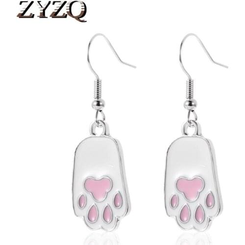 ZYZQ Pink Cat Claw Metal Ear Earrings Cute Small Female Suitable for Wmen Girl Earrings Exquisite Fashion Accessories