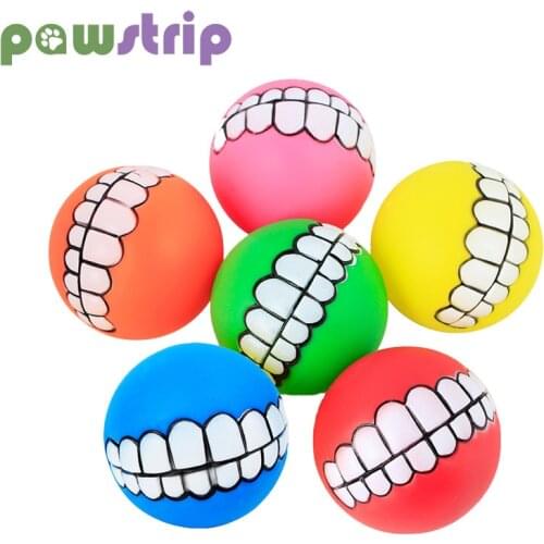 Pawstrip 1pc Diameter 7cm Colorful Ball Dog Toy Soft Rubber Puppy Toys Dog Sound Toy Funny Tooth Dog Chew Toys Pet Supplies