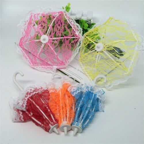 1 Pcs Umbrella Doll Accessories Handmade Dolls Plastic Lace Fantasy Umbrella For dolls toy 2019