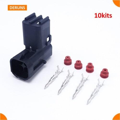 10Kits Delphi 4Pin/Way New Brand Male Automotive Waterproof Electrical Wire Connector Plug Set