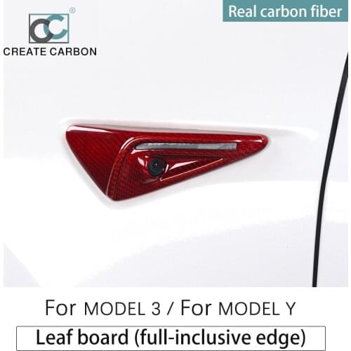 CREATE CARBON Exterior Modified Parts For Tesla Model 3 Real Carbon Fiber Leaf Board Tesla Model Y X S 2017-2021 Accessories