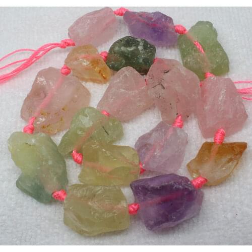 20~28mm Natural Multicolor Quartz Freeform Loose Beads 15"