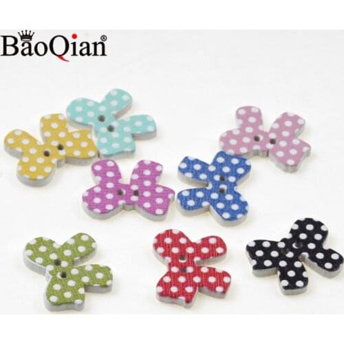 50Pcs 2 Holes Wood Buttons Craft Handmake Scrapbooking Sewing Clothing Accessories Buttons Flower Painted Sewing Crafts 16x19mm