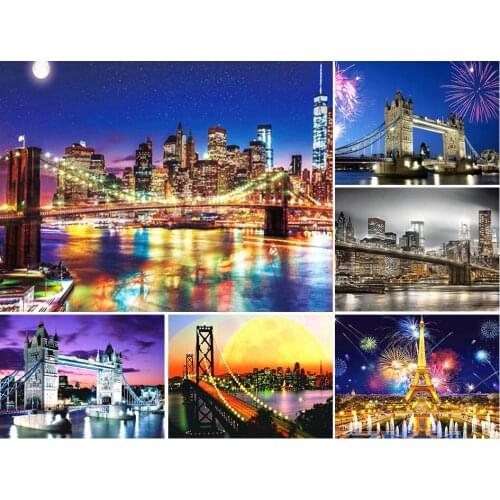 5D DIY Diamond Embroidery City Night Scenic Mosaic Rhinestone Home Decor Diamond Painting handmade Needlework crafts Gifts