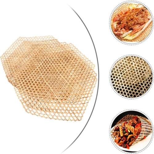 6pcs Handmade Bamboo Mesh Steamer Mat Woven Table Placemat Coaster Vegetables Bread Folding Liners Dish Mats Nonstick Pot Pad