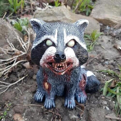 6type Horror Animal Ornaments Zombie style Horror Squirrel Raccoon Bunny Resin Zombies Statue for Halloween Garden home Decor