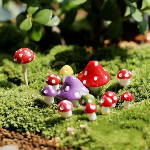 8 pcs/ Set kawaii Decorations Mushroom 1.3cm fairy garden miniatures decorative Micro Landscape materials Bonsai Plant Gardening