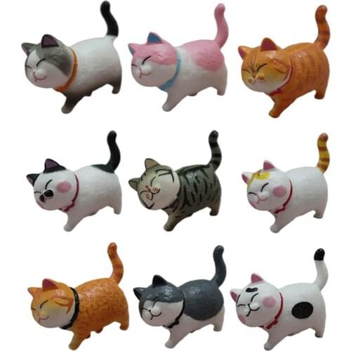 9Pcs Creative Auto Ornaments Toys Car Decoration Cat Rotate Head Doll Kitty Cat Micro Landscape Model Cute Car Accessories Gifts