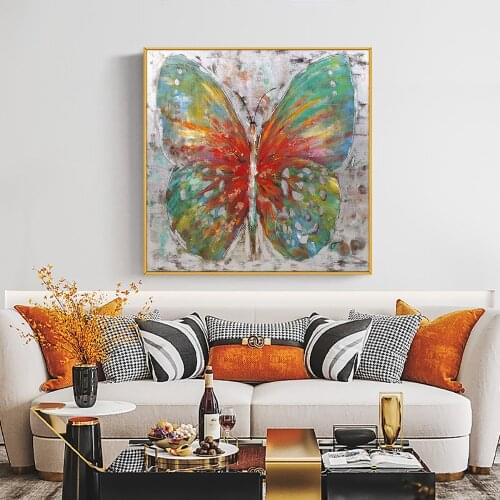 Abstract Colorful Butterfly 100% Hand Painted Oil Painting On Canvas Paintings Modern Wall Art For Home House Decoration