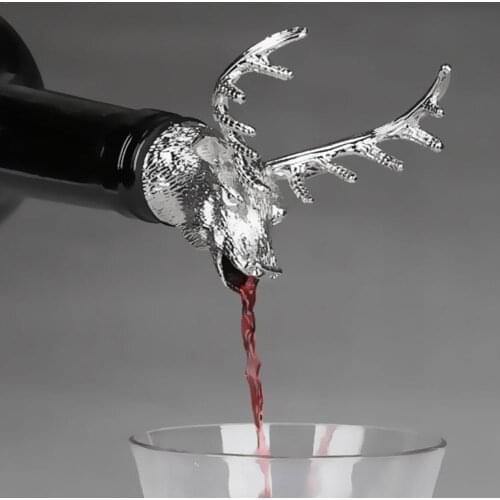 1 Piece Red Wine Pourer Modern Simplicity Zinc Alloy Antelope Head Wine Stopper Drink Aerators Bar Tool Nightclub Bar Accessory