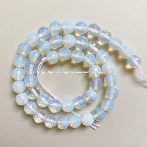 9th Aug Free Shipping Natural Stone Faceted White Opalite Quartz Loose Beads 15" Strand 4 6 8 10 12 MM Pick Size For Jewelry