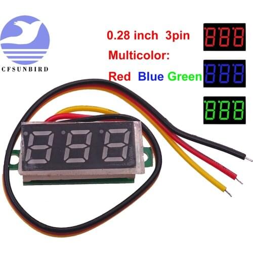 3pin 0.28 Inch 0-100V Mini Digital Voltmeter Voltage Tester Meter LED Screen Electronic Parts Accessories Digital Voltmeter