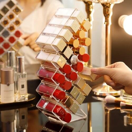 Lipstick Holder, 10/16/28 Spaces Clear Acrylic Lipstick Organizer Display Stand Cosmetic Makeup Organizer for Lipstick, Brushes