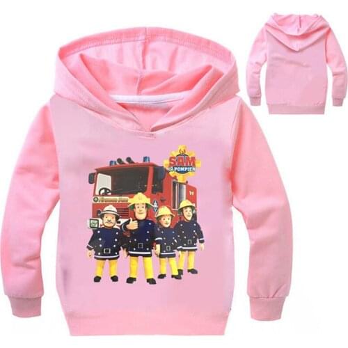 Kids Sweatshirts Fireman Sam Clothing Costumes Coat Baby Boy T-Shirt Jumper Children Hooded Girl Clothing Print Cartoon Outwear