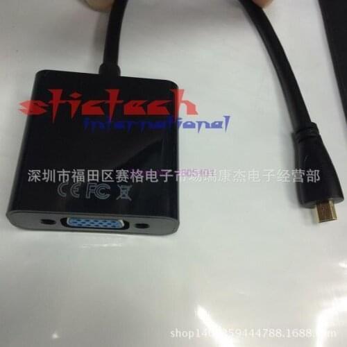 By dhl or ems 100 pcs Hight Quality Micro HDMI Male to VGA Female Cable Adapter for PC Projector Support 1080P With Gold-plated
