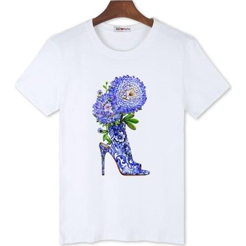BGtomato blue flowers high heel print elegant tshirt super cool funny tops for men cheap sale brand new casual t-shirt