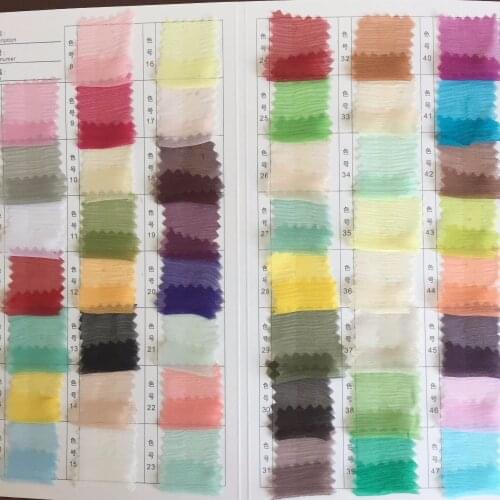Howmay 100% pure silk fabric crinkle georgette 5m/m 135cm 53" color chart 10yards per bag for scarf or dress multicolor