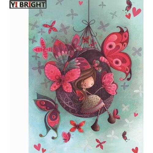 5D diy round diamond embroidery painting Cartoon,Butterfly Cradle Girl wall decor mosaic diamond painting cross stitch gift