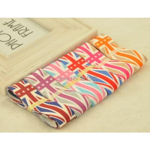 1"(25mm) 100yards Grosgrain Ribbon Printed Swiss UK England Flag~high quality Free Shipping