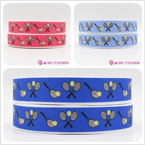 Q&N ribbon 16mm 22mm 25mm 38mm 50mm 75mm tennis printed grosgrain ribbon webbing 50yards/roll for hair tie free shipping