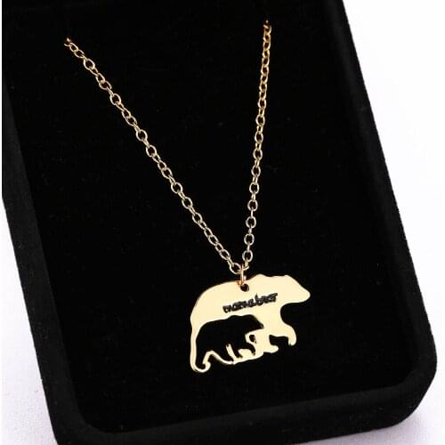 Fashion Cute Sautoir MaMabear Drops YouZi Bear Necklace Female Cute Conjoined Big Bear To Mourn Necklaces Motherdays Gift Chain