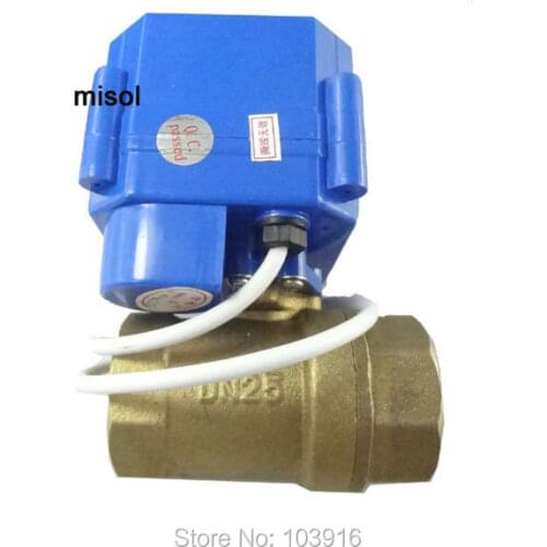 Motorized ball valve 12V, DN25 (BSP 1' reduce port), with manual switch, 2 way, electrical valve, brass