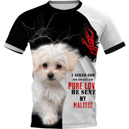 CLOOCL Mens T-shirt Animal Maltese 3D Print Dog Lightning Tee Shirt Clothing Unisex Short Sleeve Harajuku Tops Drop Shipping