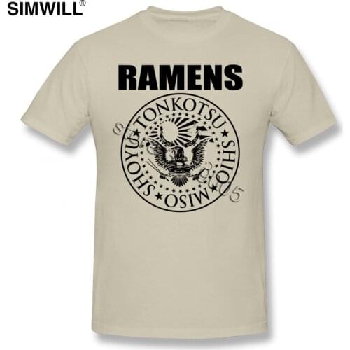 RAMENS Tshirt Handsome Graphic Regular Fit Tee Shirt Male Short Sleeves Crew Neck Tshirt 100% Cotton Clothes Dropshipping