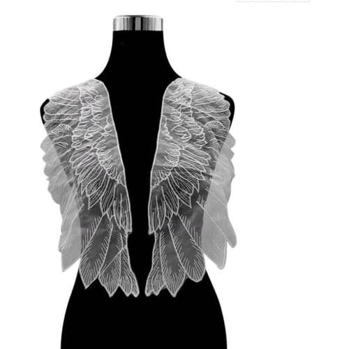 New Arrival Hot Sale 1 Pair/2 Pieces Beautiful White Fabric Flower Neckline Collar Venise Lace Applique