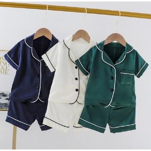 New Summer Kids Pajamas Suit Cartoon Cardigan Cotton Baby Girls Pijamas Boys Pyjamas Sets Children Short Sleeve Shorts Home Suit