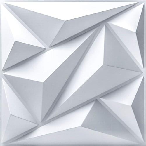 50x50cm Plastic 3D Wall Panels Diamond White for Living Room Bedroom TV Background Ceiling Pack of 12 Tiles