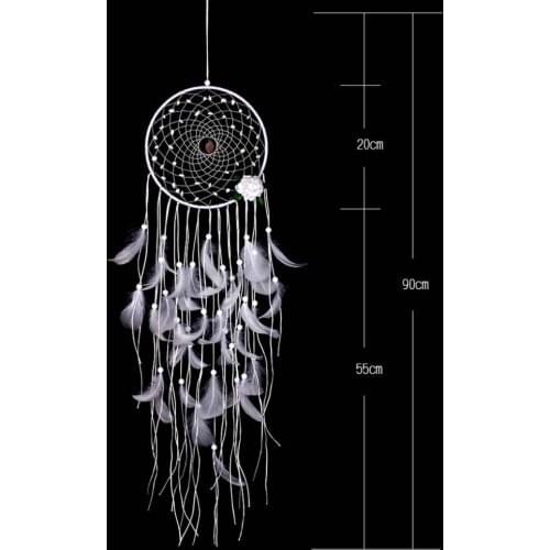 Hanging Ornament Lace Flower Dream Catcher Wind Chimes Feather Pendant Dream Catcher Home Ornament Craft Wall Hanging Decoration