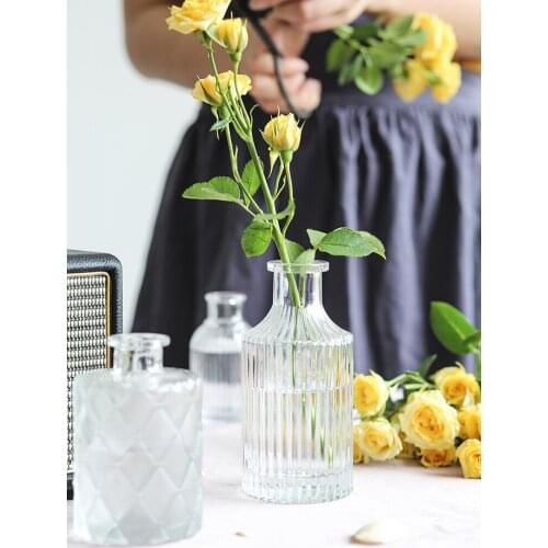 Simple Transparent Glass Small Vase Nordic Home Decoration Living Room Flower Arrangement Hydroponics Container Dry Flower Vases