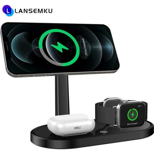 3 In 1 Magnetic Wireless Charger For Magsafe Iphone 12/12 Pro/12 Pro Max/12 Mini Airpods Apple Charging Station Chargers Stand