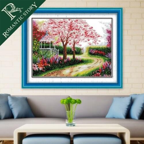 Romantic Story Four Seasons Spring Scenic Painting Cross Stitch Handmade Needlework DMC Cross-Stitch Sets For Embroidery Kits