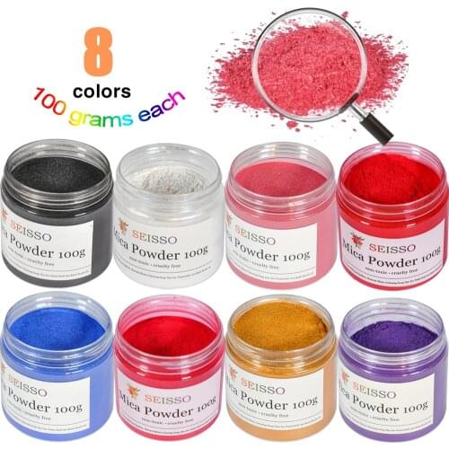 SEISSO 100G Mica Powder Epoxy Resin Pigment Glitter Powder Handmade Soap Making Pigment for Eyeshadow and Lips Makeup Dye
