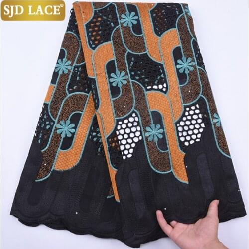 SJD LACE Black Eyelet Swiss Voile Lace 2020 Cheap Sale African Lace Fabric Embroiderey Flower Laces For Wedding Dress Sew A1954