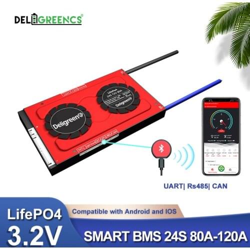 Smart BMS 24S 80A 100A 120A 72V Li-FePO4 BMS 3.2v rated battery pack bluetooth rs485 can sofeware control EV Power storage