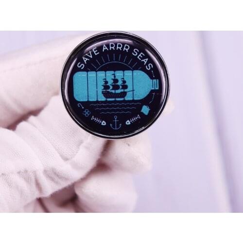Save Arrr Seas Pin Brooch Eco Environmental Protection Activist Cute Decor