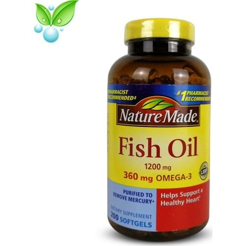 US Original Nature Made Deep Sea Fish Oil Omega 3 Fatty Acid DHA1 Softgels 200 Capsules*2 Bottles