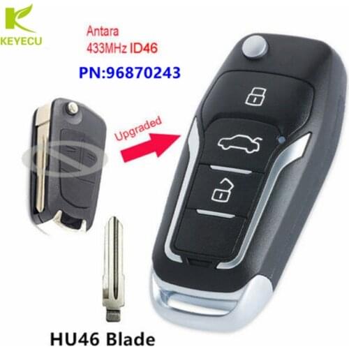 KEYECU Upgraded Flip Remote Car Key Fob 2/3 Button Optional 433MHz ID46 for Opel Antara 2007-2015 Uncut HU46 Blade PN: 96870243