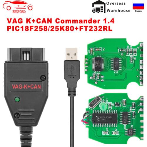 VAG K CAN Commander 1.4 K+CAN FTDI PIC18F25K80 OBD2 OBD 2 VAG Car Diagnostic Tools Interface K-line Cable for VW/AUDI/Skoda/Seat